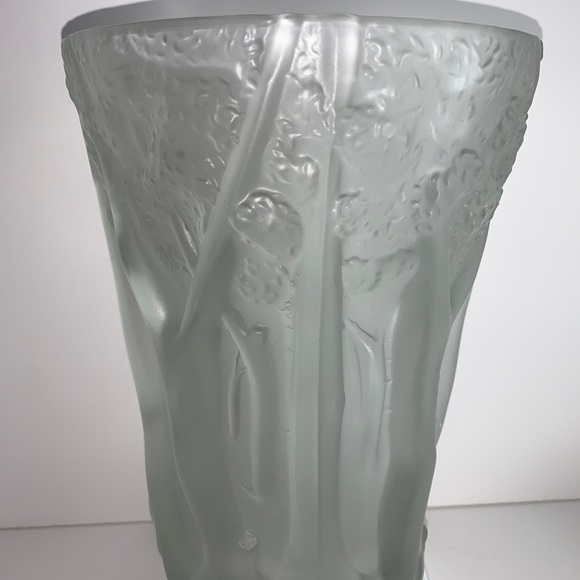 Vtg. Barolac Czech Josef Inwald Heavy Crystal Frosted Glass Forrest Vase 10" HTF - Picture 8 of 14